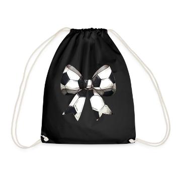 Coquette Bow Soccer Ball Pattern Mothers Day - Drawstring Bag - black - Front