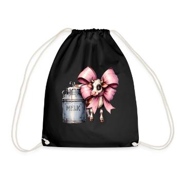 Coquette Bow Kuh Landwirt Milch Milchviehhalter - Turnbeutel - Schwarz - Vorne