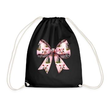 Coquette Bow Cow Farmer Milk Dairy Farmer - Drawstring Bag - black - Front