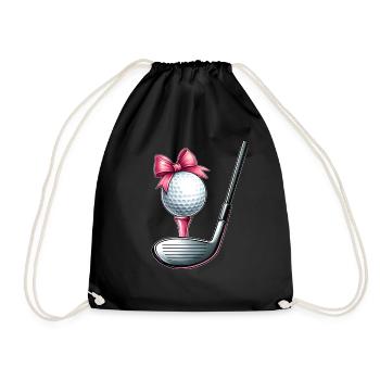 Coquette Bow Golf Ball Club Mothers Day Pink - Drawstring Bag - black - Front