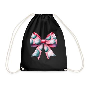 Coquette Bow Golf Ball Pattern Mothers Day Pink - Drawstring Bag - black - Front