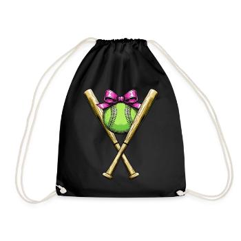 Coquette Bogen Softballschläger Mütter Tag rosa - Turnbeutel - Schwarz - Vorne