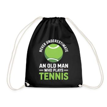 Tennis Spruch Herren Opa Lustiges Tennis Geschenk - Turnbeutel - Schwarz - Vorne