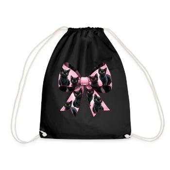 Nœud Coquette Chat Noir Motif Maman Rose - Sac de sport léger - noir - Devant