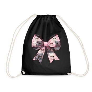 Coquette Bogen Perserkatze Mama Muster Rosa - Turnbeutel - Schwarz - Vorne