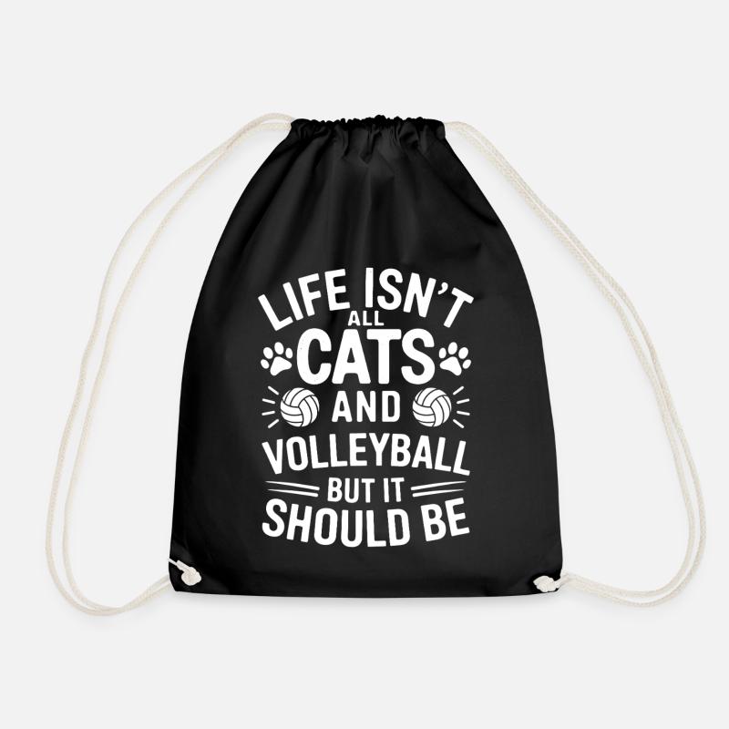 Volleyball Spruch Katze Lustig Volleyball Geschenk - Turnbeutel - Schwarz