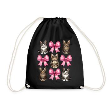 Coquette Bow Tabby Katze Mom Ribbon Muttertag - Turnbeutel - Schwarz - Vorne