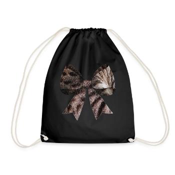 Coquette Bow Tabby Katze Gray Fell Graues - Turnbeutel - Schwarz - Vorne