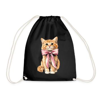 Coquette Schleife Orange Katze Tabby Katze - Turnbeutel - Schwarz - Vorne