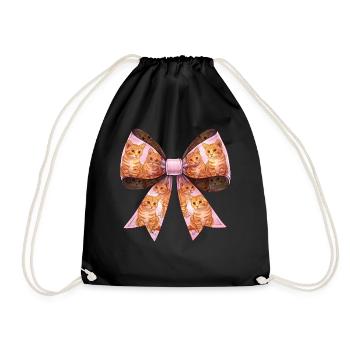 Coquette noeud Orange chat chat tigré motif - Sac de sport léger - noir - Devant