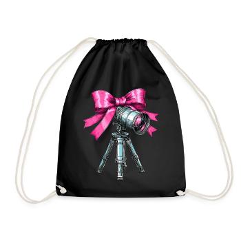 Coquette Bow Telescope Astronomy Solar System - Drawstring Bag - black - Front