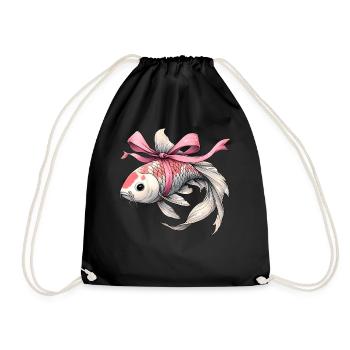 Coquette Bow Koi Fish Carp Nishikigoi Japan - Drawstring Bag - black - Front