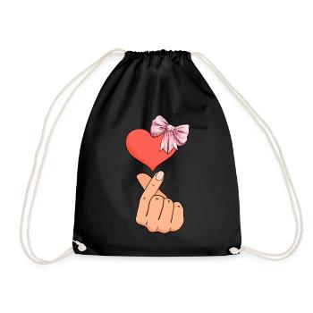 Coquette noeud Saranghae Kpop doigt coeur rose - Sac de sport léger - noir - Devant