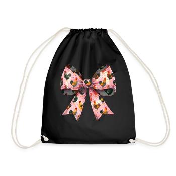 Coquette Bow Poulet Motif Fermier Fermier - Sac de sport léger - noir - Devant