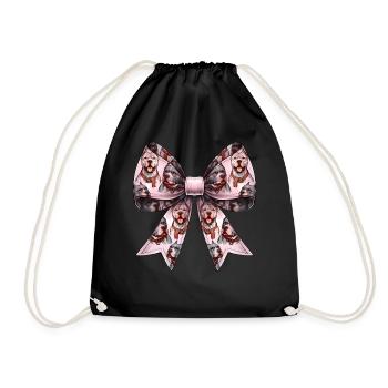 Coquette Bow Pitbull Dog Mom Pattern Pink - Drawstring Bag - black - Front