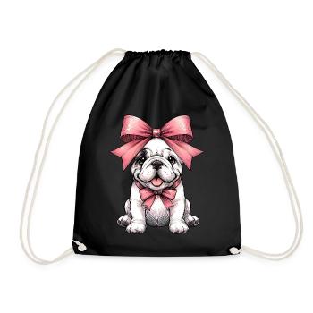 Coquette Bow Bulldog Chien Maman Rose - Sac de sport léger - noir - Devant