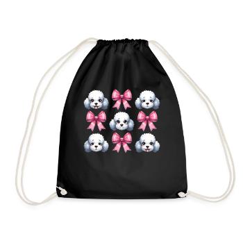 Coquette noeud caniche chien maman noeud rose - Sac de sport léger - noir - Devant