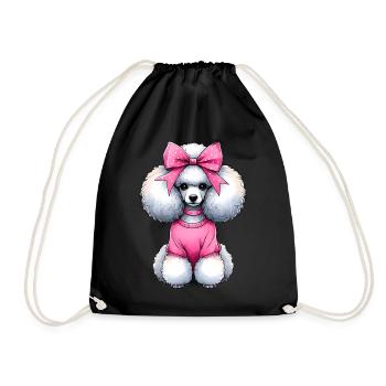 Coquette noeud caniche chien maman noeud rose - Sac de sport léger - noir - Devant