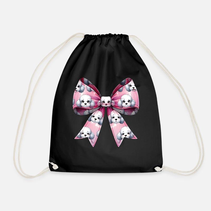 Coquette Schleife Pudel Hund Mama Muster rosa - Turnbeutel - Schwarz