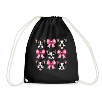 Coquette Bow Boston Terrier Chien Maman Rose - Sac de sport léger - noir - Devant
