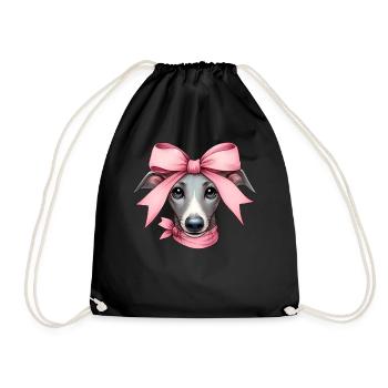 Coquette Bow Greyhound Dog Mom Pink Ribbon - Drawstring Bag - black - Front
