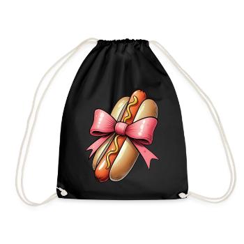 Coquette Schleife Hot Dog Hotdog Muttertag Rosa - Turnbeutel - Schwarz - Vorne