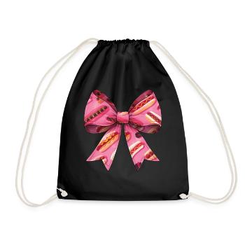 Coquette Bow Hot Dog Hot Dog Mother's Day Pattern - Drawstring Bag - black - Front
