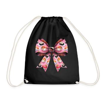 Coquette Bow Sushi Japanese Food Pattern - Drawstring Bag - black - Front