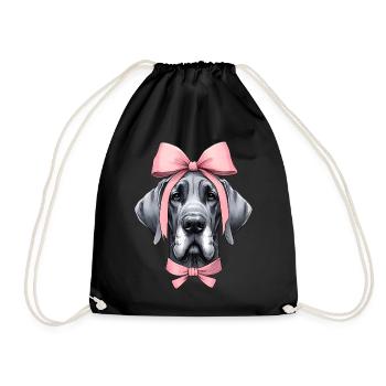 Coquette noeud Dogue Allemand Chien Maman Rose - Sac de sport léger - noir - Devant