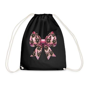 Coquette Bow Belgian Malinois Dog Mom Pattern - Drawstring Bag - black - Front