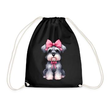 Coquette Bow Schnauzer Dog Mom Pink - Drawstring Bag - black - Front