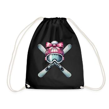 Coquette Bogen Skifahren Ski Mom Mütter Tag rosa - Turnbeutel - Schwarz - Vorne
