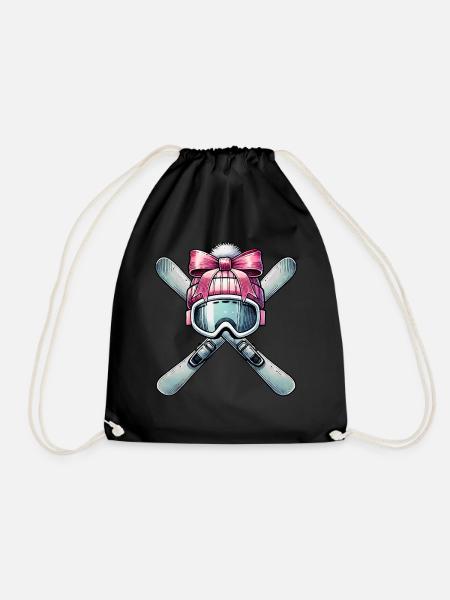 Coquette Bogen Skifahren Ski Mom Mütter Tag rosa - Turnbeutel - Schwarz