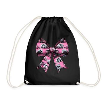 Coquette Bow Trucker Truck Driver Pattern Pink - Drawstring Bag - black - Front