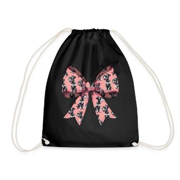 Coquette Bow Schnauzer Dog Mom Pattern - Drawstring Bag - black - Front