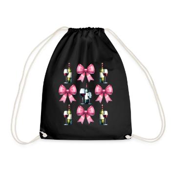 Coquette Bow Wine Drinker Pink - Drawstring Bag - black - Front