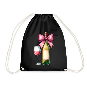 Coquette Bow Wine Drinker Pink - Drawstring Bag - black - Front