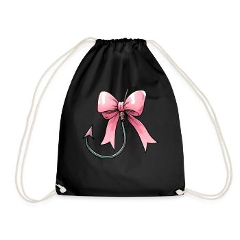 Coquette Bogen Angeln Fischerhaken Rosa Schleife - Turnbeutel - Schwarz - Vorne