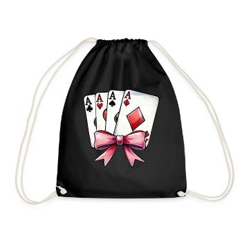 Coquette Bow Poker Muttertag Casino-Spieler - Turnbeutel - Schwarz - Vorne