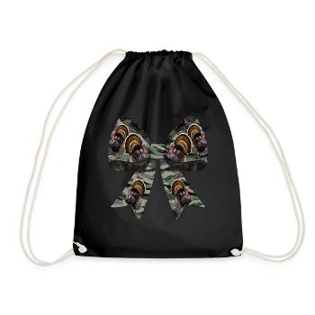 Coquette Bow Turkey Hunting Hunter Camouflage - Drawstring Bag - black - Front