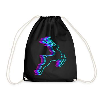 Retro Reindeer Christmas Santa Claus Vaporwave - Drawstring Bag - black - Front