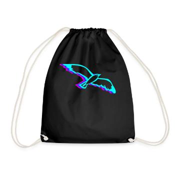 Retro Seemöwe Seemöwe Seevogel Vaporwave - Turnbeutel - Schwarz - Vorne