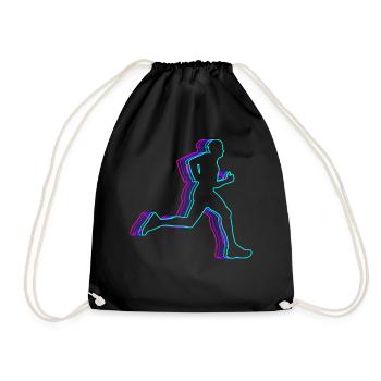 Retro Runner Marathon Running Vaporwave - Drawstring Bag - black - Front