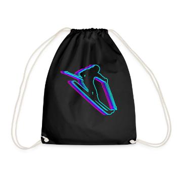 Ski rétro Ski skieur Vaporwave - Sac de sport léger - noir - Devant