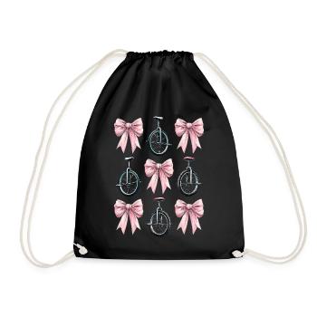 Coquette Bow Unicycling Unicycle Mom Pink - Drawstring Bag - black - Front