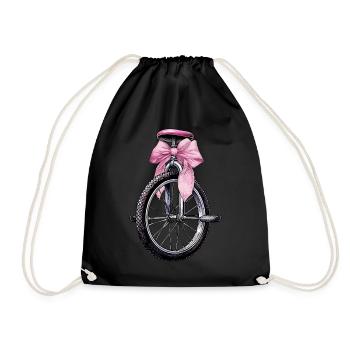 Coquette Bow Unicycling Unicycle Mom Pink - Drawstring Bag - black - Front