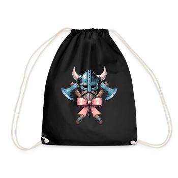 Coquette Bow Viking Norse Mythology Ribbon - Drawstring Bag - black - Front