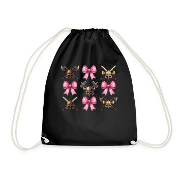 Coquette Bow Viking Norse Mythology Ribbon - Drawstring Bag - black - Front
