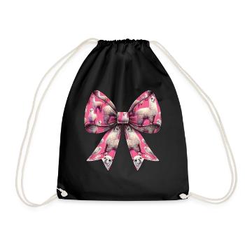 Coquette Bow Alpaca Llama Pattern Pink - Drawstring Bag - black - Front
