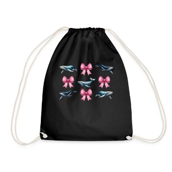 Coquette Bogen Wal Ozean Tier rosa Schleife Mama - Turnbeutel - Schwarz - Vorne